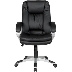 SalesFever Bürostuhl mit Armlehnen Kunstleder-Optik Metallgestell höhenverstellbar - Schwarz
