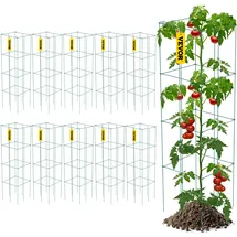 Vevor Tomatenkäfige, 30 x 30 x 117 cm, 10er-Set quadratische Pflanzenstützkäfige, robuste, grüne Tomatentürme aus PVC-beschichtetem Stahl zum Klettern von Gemüse, Pflanzen, Blumen und Früchten