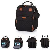 Chipolino Wickeltasche, Kinderwagen Rucksack Reißverschluss Schnullertasche schwarz