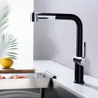 CECIPA Küchenarmatur Schwarz mit Brause Ausziehbar mit 2 Strahlarten, Hochdruck Wasserhahn Küche Ausziehbar Schwarz Chrom, Armatur Küche Schwarz 360° Schwenkbar, Spültischarmatur mit Brause