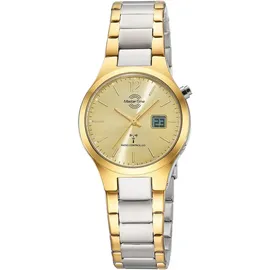 Master Time Funkuhr Quarzuhr, Armbanduhr, Damenuhr, Edelstahlarmband, analog, digital, silberfarben