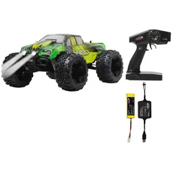 RC-Monstertruck JAMARA "Shiro Monstertruck 4WD" Fernlenkfahrzeuge bunt (grün, gelb, schwarz) Kinder Ab 12-15 Jahren 1:10, 2,4 GHz, mit LED