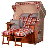 Mr. Deko bene living Strandkorb Komplettset Schaalsee Mahagoni PE grau Modell 584