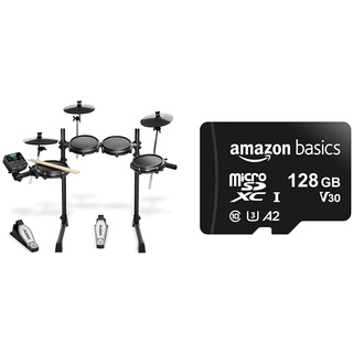 Alesis Turbo Mesh Kit - E Drum/E Schlagzeug Elektronisch mit Mesh-Heads & Amazon Basics – MicroSDXC-Speicherkarte, 128 GB, mit SD-Adapter, A2, U3, 100 MB/s max. Lesegeschwindigkeit, Schwarz