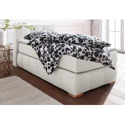 Boxspringbett "Chelles", beige (natur), B:107cm L:225cm, Samtoptik (100% Polyester), Bezug der Spiegelfläche Matratzendrell aus 100% Polyester, Struktur fein 100% Polyester), GUIDO MARIA KRETSCHMER HOME & LIVING, Komplettbetten, Boxspringbett, inkl. Kaltschaumtopper, in 5 Breiten und 3 Matratzenarten