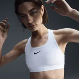 Nike Swoosh Medium Support Sports Bra Damen White/Stone Mauve/Black Größe 2XS