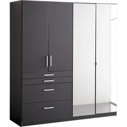 Kleiderschrank RAUCH "Harburg Bestseller im Schlafzimmer", grau (graumetallic), B:181cm H:197cm T:54cm, Schränke, Schlafzimmerschrank Schrank Garderobe mit Spiegel