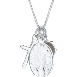 Elli Halskette Damen, Marienbild Kreuz mit Zirkoina Kristalle in 925 Silber