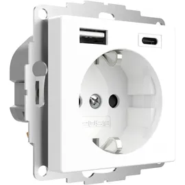 2USB Schuko-Steckdose 2USB 1-fach Weiß