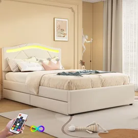 lanki international gmbh Polsterbett 90 x 200 cm Beige