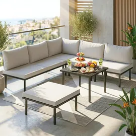 Outsunny Lounge Gartenmöbel Set 6-tlg. Hellgrau/Schwarz