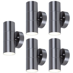 5er Set Außen Leuchten Edelstahl UP DOWN Wand Strahler Glas Balkon Lampen