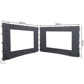 Quick Star Seitenteile für Pavillon 3x3 m 2 Stück Anthrazit 3,00 x 1,97 m