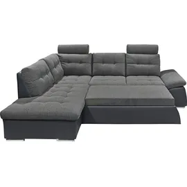 ed exciting design Ecksofa JAKARTA mit Bettfunktion, Kopfstützen Nierenkissen etc. schwarz