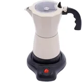 Fyssnn 300ml Elektrische Kaffeemaschine 480W Espressokocher Elektrisch Espressokocher 6 Tassen Italia Mokka Kanne Geeignet für zu Hause im Café im Büro im Milchteeladen usw (CremeWeiß)