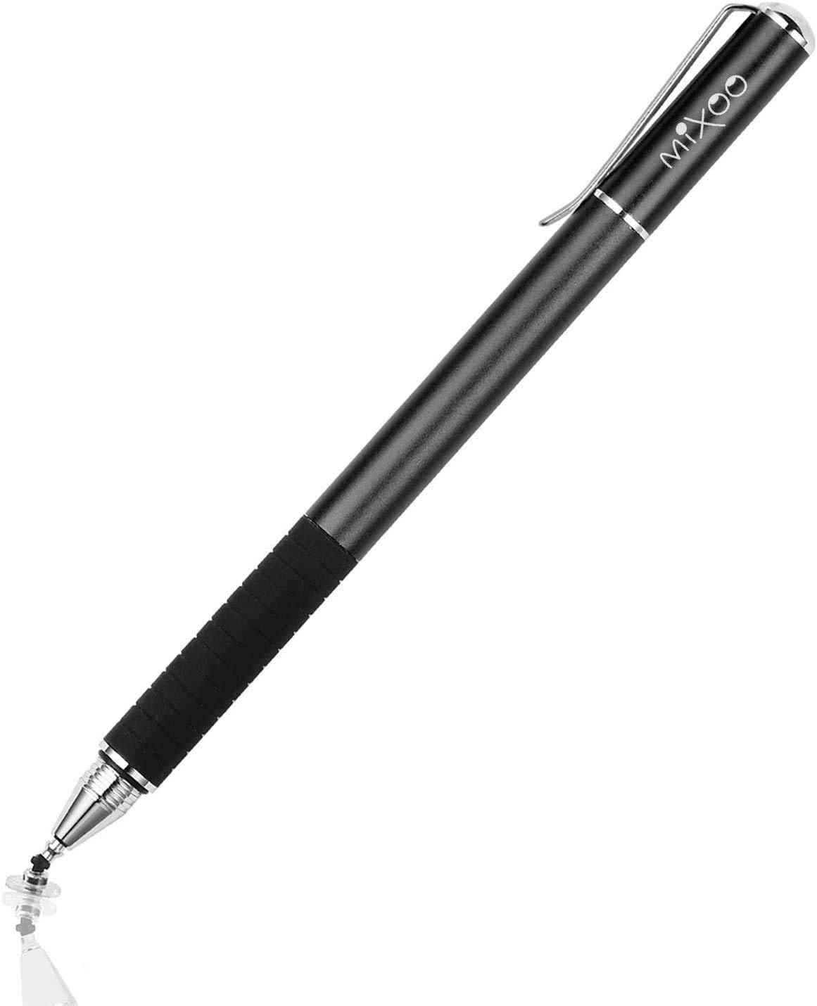 Mixoo Stift Präzision Disc Eingabestift Touchstift Stylus 2 in 1 Kapazitive Touchscreen Stift, kompatibel für Smartphones &Tablets (Schwarz)