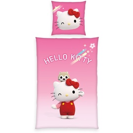 Herding Bettwäsche Hello Kitty, Kopfkissenbezug 80 x 200 cm Mit Reißverschluss,