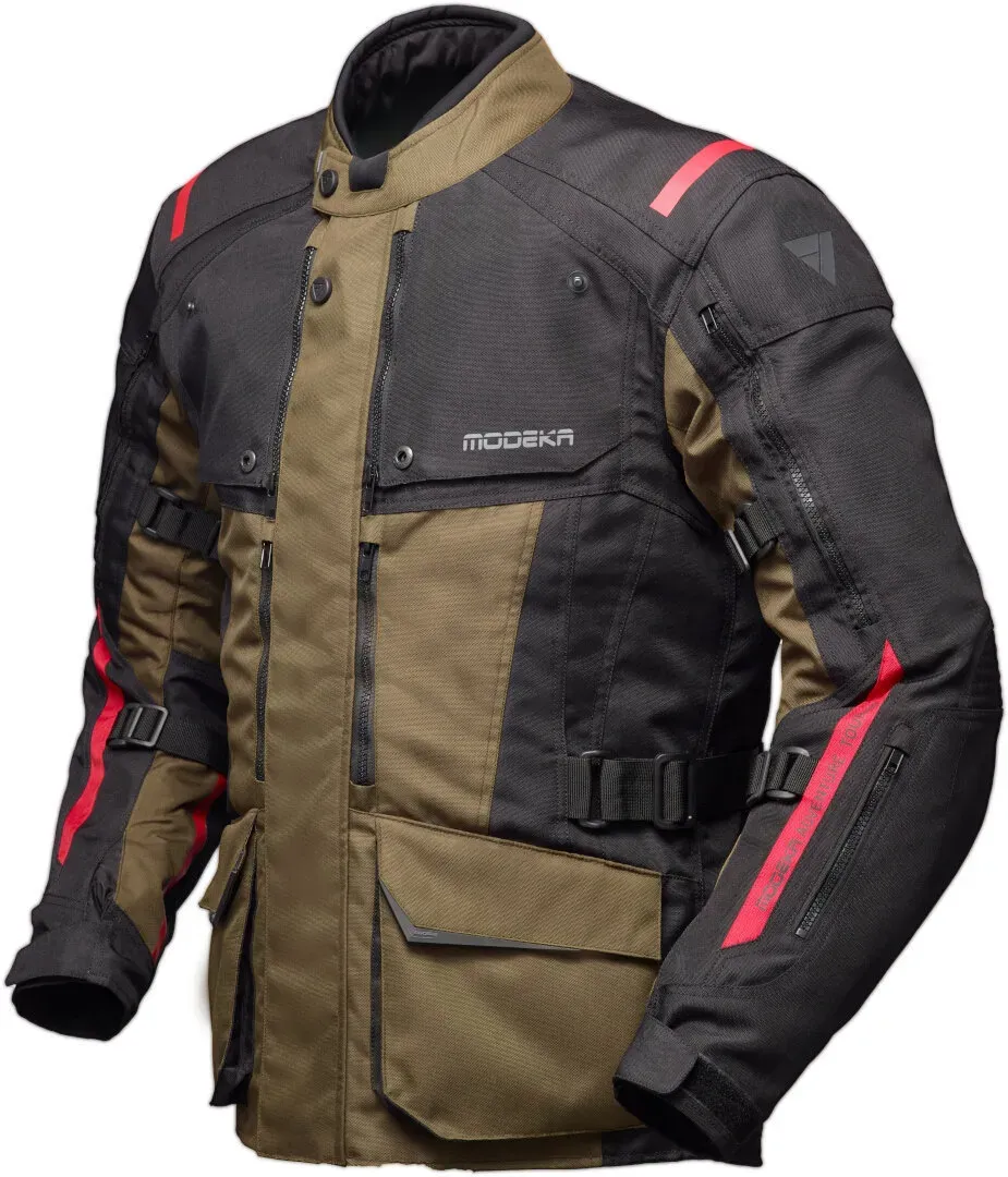 Modeka Varus waterdichte motorfiets textiel jas, zwart-bruin, S Voorman