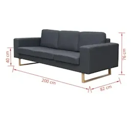 vidaXL 3-Sitzer Stoff Dunkelgrau