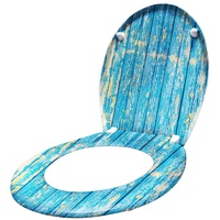 LZQ Toilettendeckel oval, Toilettensitz mit Absenkautomatik, Antibakterielle Klobrille, WC Sitz Klodeckel aus Hartplastik (Blau Planks)