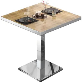 GGM Möbel Bistrotisch 70 x 70 x 75 cm Braun/Weiß