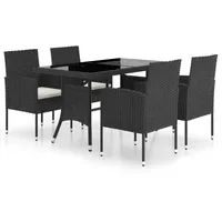 vidaXL 5-tlg Garten-Essgruppe Poly Rattan Schwarz