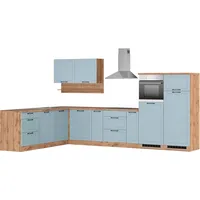 kochstation Winkelküche L-Form 240 x 360 cm blau