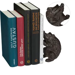 Relaxdays Buchstütze Tier, Igel, Für Bücher, CDs, DVDs, aus Gusseisen, gegen Umkippen, Deko Buchhalter robust, braun