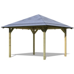 CHILLROI Quadratischer Holzpavillon  289 x 289 cm  Gartenpavillon   Terrassenüberdachung   kesseldruckimprägniert