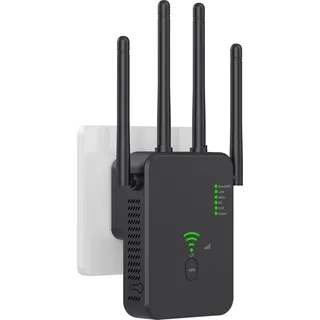 Repeater WiFi Wireless Router Signalverstärker AC1200 Mbit/s Hochleistungs-Extender Dual-Frequenz 2,4 GHz/5 GHz Schwarz - Schwarz