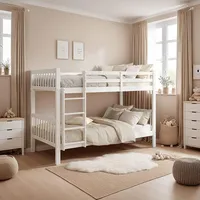 Homestyle4u Etagenbett 90 x 200 cm Kiefer massiv lackiert weiß