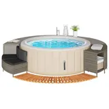 vidaXL Whirlpool-Umrandung Grau Poly Rattan und Massivholz Akazie