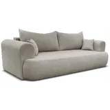 Deine Möbel 24 Schlafsofa BAKU Sofa Couch Bouclé-Stoff 247x90 cm Wohnzimmer, Creme Beige Hellgrau Grau Dunkelgrau Graubeige 2 Teile, mit Schlaffunktion beige|grau