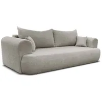 Deine Möbel 24 Schlafsofa BAKU Sofa Couch Bouclé-Stoff 247x90 cm Wohnzimmer, Creme Beige Hellgrau Grau Dunkelgrau Graubeige 2 Teile, mit Schlaffunktion beige|grau