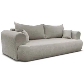 Deine Möbel 24 Schlafsofa BAKU Sofa Couch Bouclé-Stoff 247x90 cm Wohnzimmer, Creme Beige Hellgrau Grau Dunkelgrau Graubeige 2 Teile, mit Schlaffunktion beige|grau