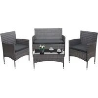 MCW Poly-Rattan Garnitur MCW-F55, Balkon-/Garten-/Lounge-Set Sofa Sitzgruppe - grau,