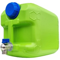 Systafex ® Kanister Wasserkanister Trinkwasser 10l mit Auslaufhahn Schlauchanschluss 1/2" Grün LKW Camping
