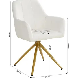 Homestyle4u Polsterstuhl Bouclé beige drehbar 4er Set