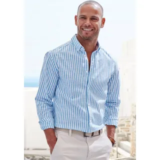 John Devin Langarmhemd »Regular Fit«, Streifenhemd mit Button-down-Kragen, aus reiner Baumwolle, Gr. M (39/40) - N-Gr, blau-gestreift, , 41931309-M N-Gr