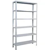 SCHULTE Regalwelt Steck- Büroregal mit 6 PowerMAX Fachböden, 65 kg Tragkraft, 200x100x30 cm (HxBxT), weiß, Lagerregal, Werkstattregal, Kellerregal, Garagenregal, Metallregal