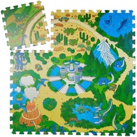 Relaxdays Puzzlematte Dinosaurier, 9-teilige Puzzlematte für Kinder, schadstofffrei, EVA Schaumstoff, 90 x 90 cm, bunt