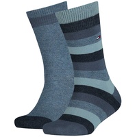 TOMMY HILFIGER Kinder Socken, 2er Pack - Basic Stripe, TH, Streifen, 23-42 Blau 39-42