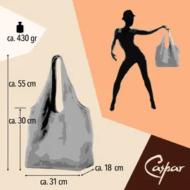 CASPAR Hobo Bag Leder Schwarz