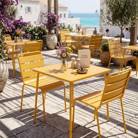Oviala Palavas Gartenset Tisch quadratisch 3-tlg. Gelb