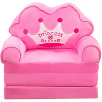 Weiches Und Niedliches Klappsofa Für Kinder Mit Armlehnen – 3-lagiges Rosa Kronen-schlafsofa Für Mädchen- Und Jungenzimmer