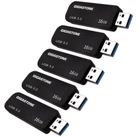 Gigastone Z30 16GB 5er-Pack USB 3.0 Flash-Laufwerk mit hoher Geschwindigkeit, zuverlässige Leistung, einziehbarer Schlüssel ideal für PC Mac Computer, USB-Sticks Mini wasserdicht und robust ohne Kappe