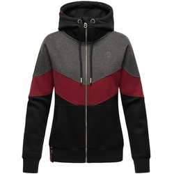 NAVAHOO Damen Kapuzensweatjacke Sportliche Damen Sweatjacke im Coloblocking-Stil Honigperle