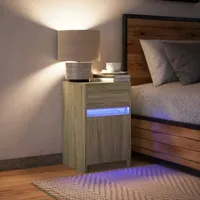 VidaXL Nachttisch mit LED-Leuchten Sonoma Eiche Holzwerkstoff