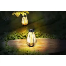 bmf-versand Solarleuchten Garten Laterne 2er Set Solarlampe Außen Leuchte Solar LED Metall - Schwarz/Gelb