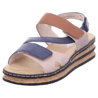 Rieker Damen Riemchensandalen 62967, Frauen Sandalen,Sommersandalen,bequem,flach,Sommerschuhe,Freizeitschuhe,blau Kombi (14),42 EU